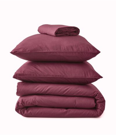 Parure de lit percale lavée Prune