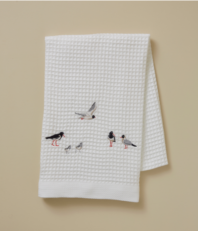 Drap de douche nid abeille brodé Marée basse