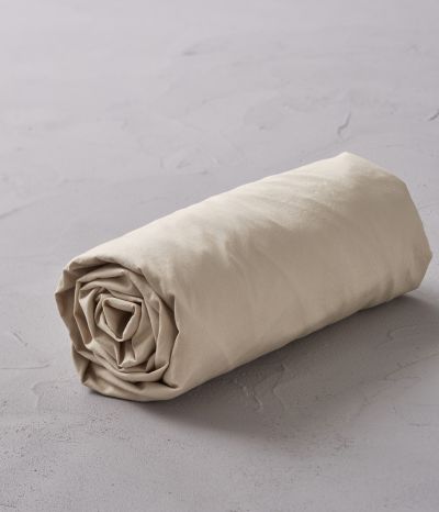 Drap housse percale lavée beige épeautre