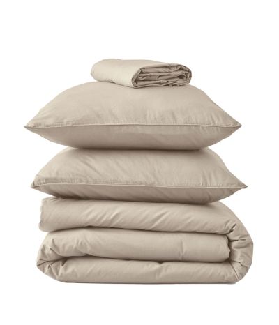 Parure de lit Percale lavée Beige épeautre