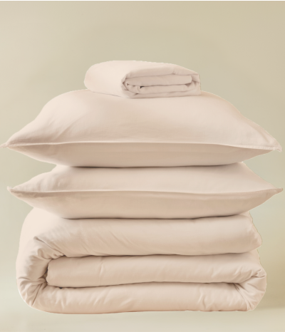 Parure de lit satin de coton Lyocell beige pétale