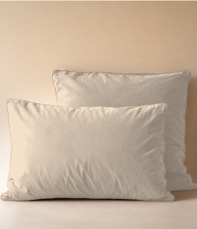 Taie d'oreiller percale lavée  Beige épeautre