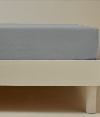 Drap housse percale gris galet