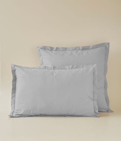 Taie d'oreiller percale gris duvet