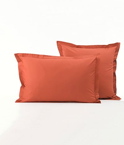 Taie d'oreiller percale orange étincelle