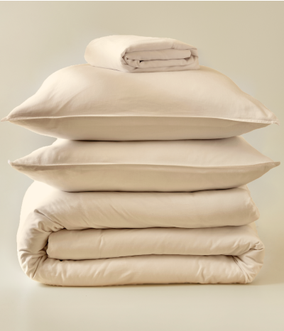 Parure de lit satin de coton lyocell beige pétale