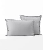 Taie d'oreiller percale gris duvet