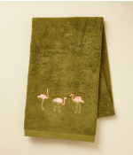 Drap de douche brodé 70x140 Les voyageurs vert