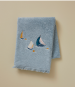 Drap de douche brodé Au large mer du nord