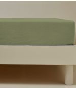 Drap housse percale lavée Vert herbe