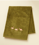 Drap de bain brodé 100x150 Les voyageurs vert