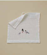 Serviette invité nid abeille brodée Marée basse