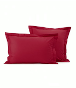 Taie d'oreiller coton rouge garance