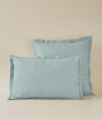 Taie d'oreiller percale bleu givré