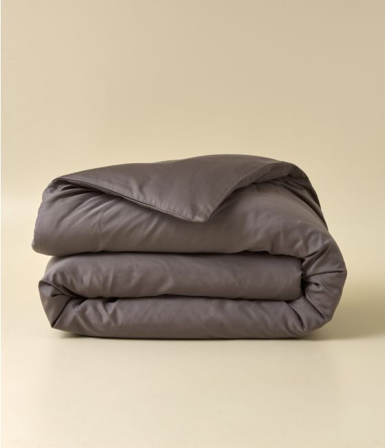 Housse de couette satin de coton et Lyocell Tencel™ Noisette
