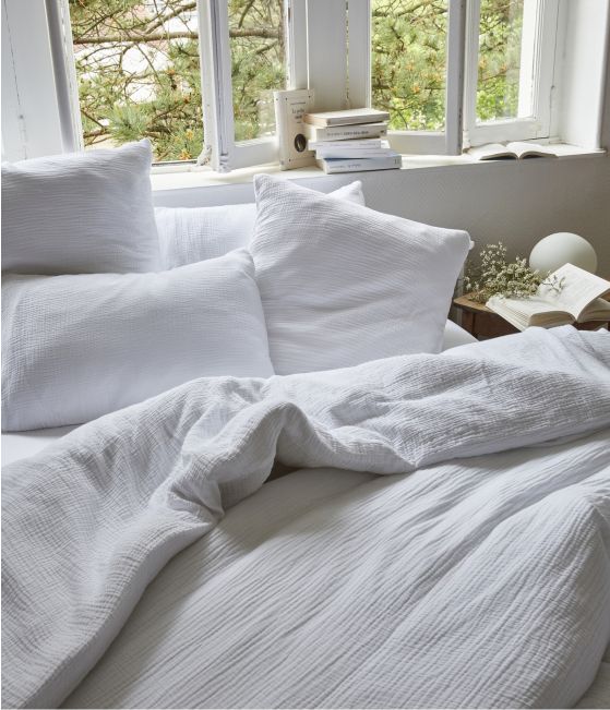 Parure de lit en gaze de coton Blanc