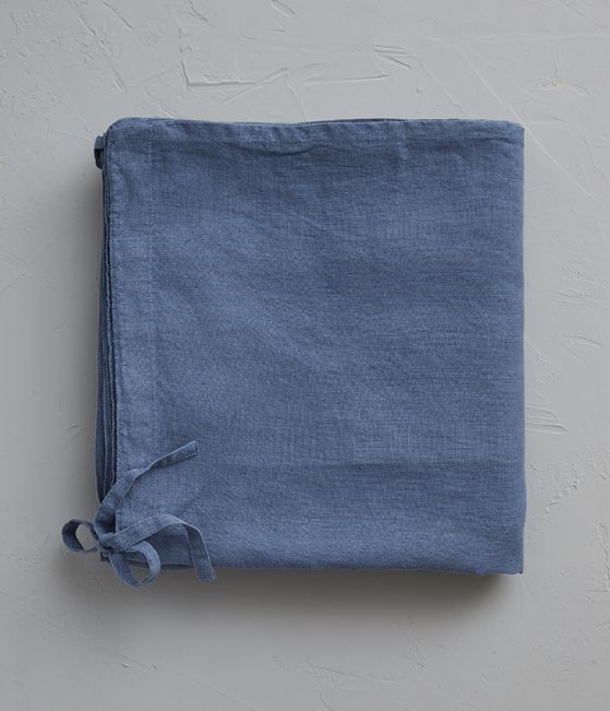 Housse de couette lin bleu encre