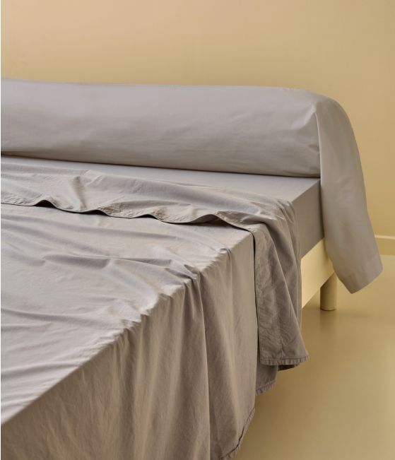 Taie de traversin percale lavée Gris granit