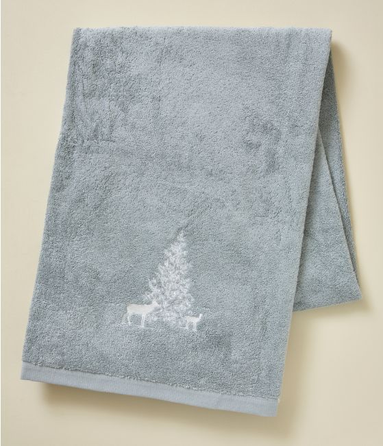 Bath sheet Trésor de la forêt gris perle