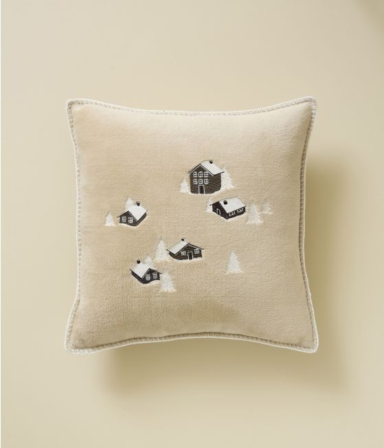 "Au Cœur de la Vallée" Beige Velour Fleece Cushion Cover