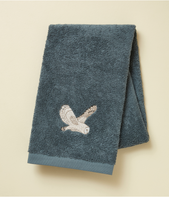 Serviette brodée 50x100 L'envol bleu fumé