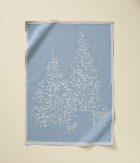 Jacquard Tea towel Trésor des forêts bleu