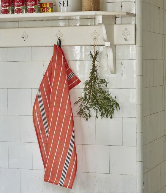 Torchon en lin Aux petits oignons rouge