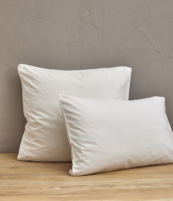 Lot de 2 taies percale lavée Blanc saline 50x70