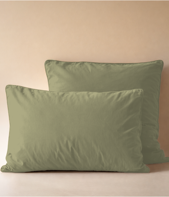 Taie d'oreiller percale lavée Vert herbe