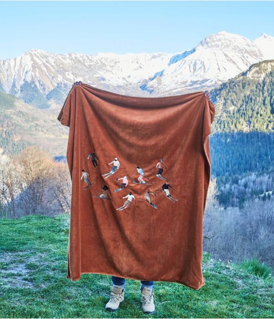 Plaid brodé caramel Après-ski