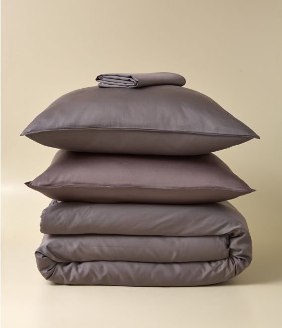 Parure de lit satin de coton & lyocell TENCEL™ Noisette