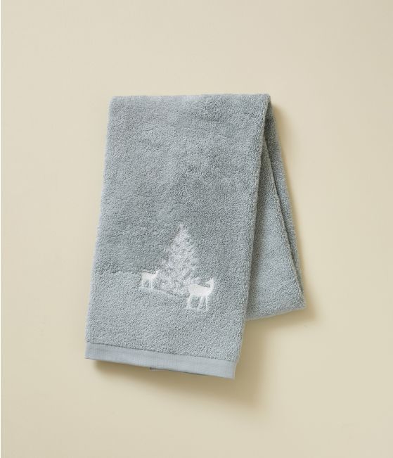 Embroided towel Trésor de la forêt gris perle