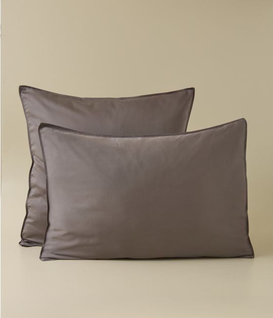Taie d'oreiller satin de coton et Lyocell Tencel™ Noisette