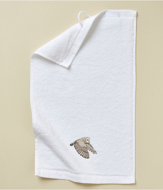 Serviette invité brodé 30x50 L'envol blanc