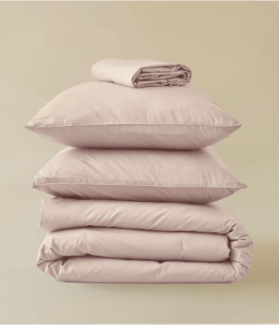 Parure de lit percale lavée Rose nude