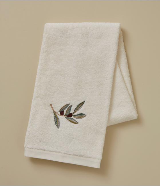 Serviette brodée L'oliveraie crème