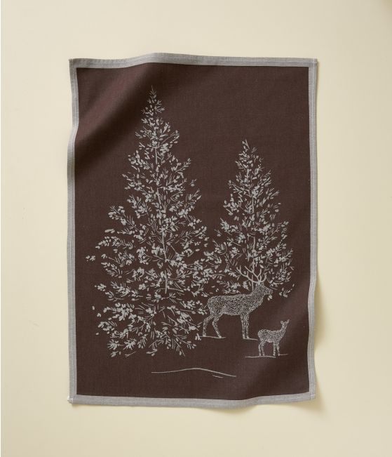 Jacquard Tea towel Trésor des forêts marron