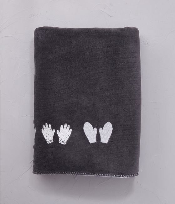 Plaid polaire brodé Moufles 150x150 cm