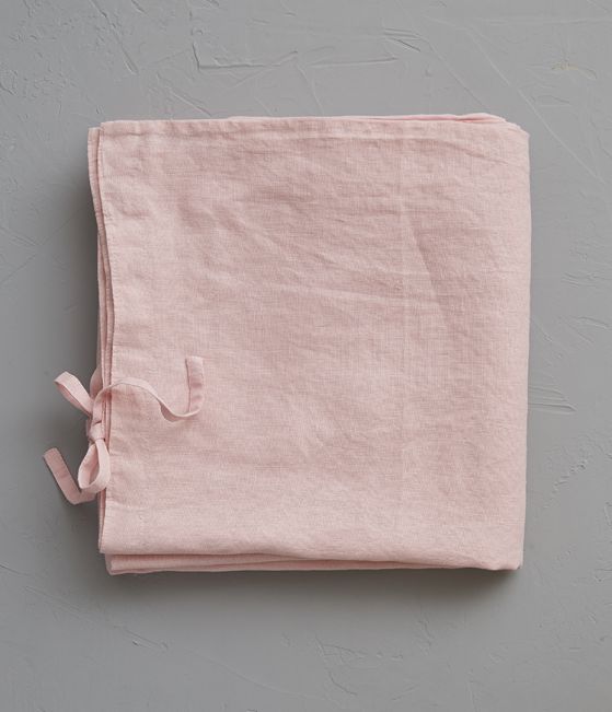 Housse de couette lin rose pétale