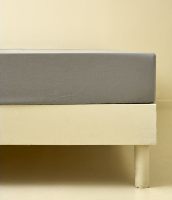 Drap housse percale lavée Gris granit
