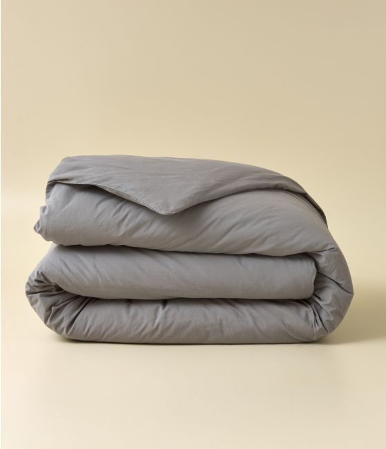 Washed Cotton Percale Duvet Cover Gris granit