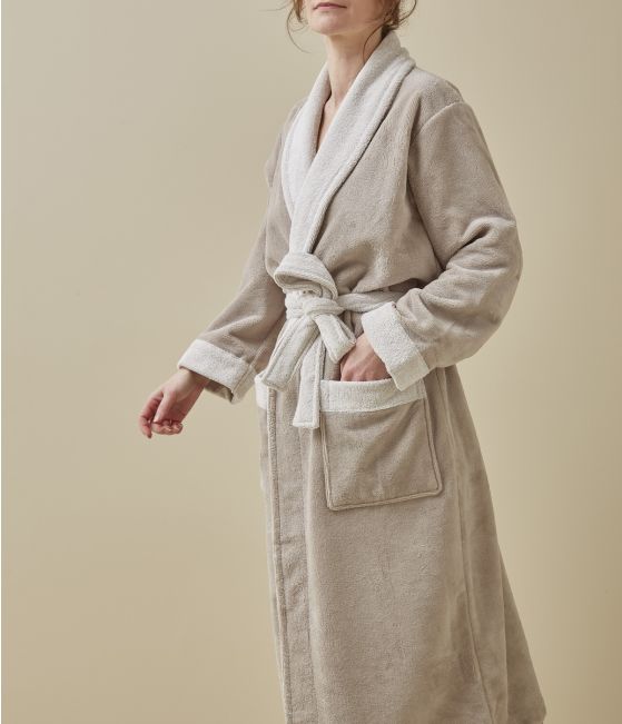 Woman kimono bi-material naturel