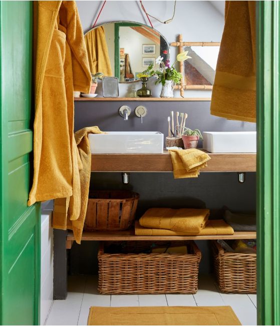 Parure de bain unie miel