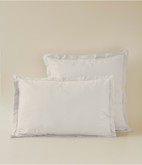 Taie d'oreiller coton blanc crème