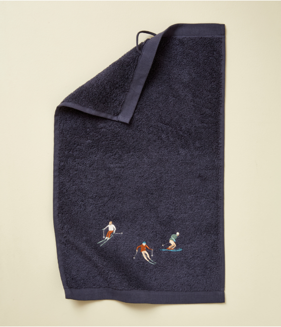 Serviette invité 30x50 fantaisie Après-ski bleu