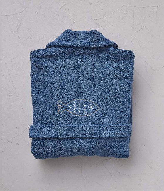 Peignoir brodé mixte Happy fish nautic