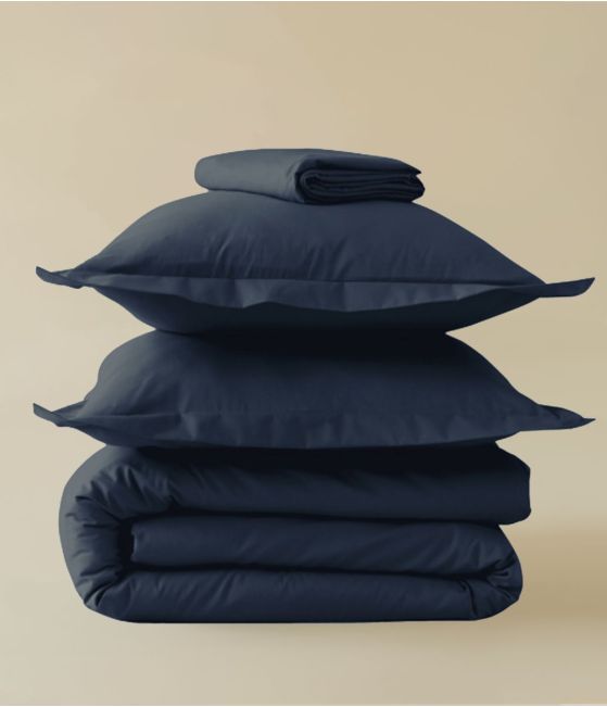 Parure de lit Percale Pierre bleue