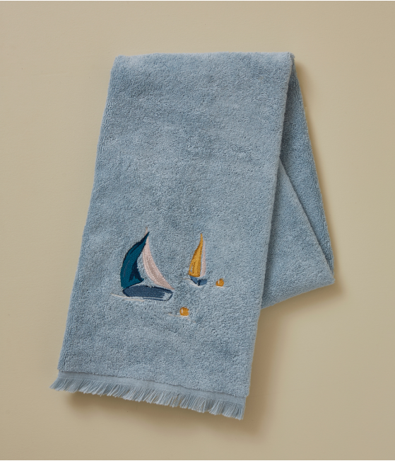 Serviette brodée Au large mer du nord