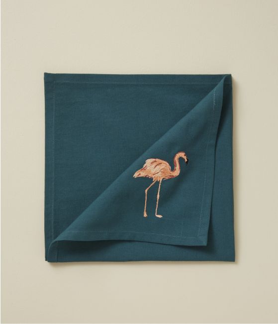 Serviette de table brodée Les voyageurs