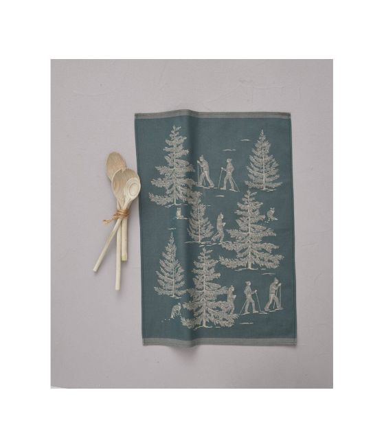Torchon jacquard Cache cache vert